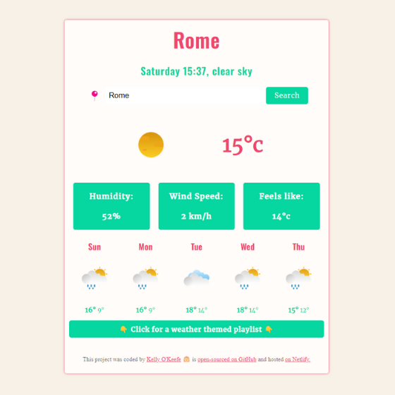 Preview of weather app