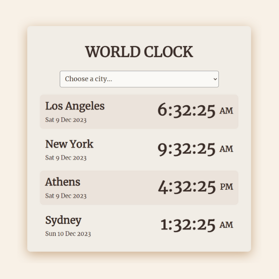 Preview of world clock